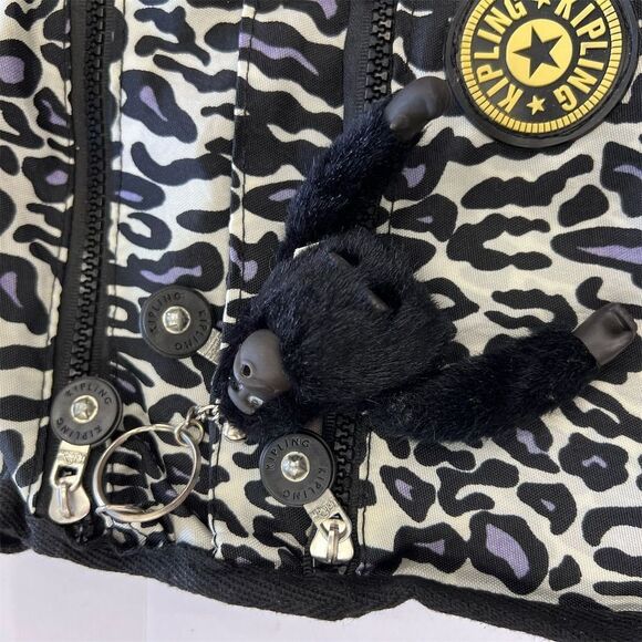 Kipling Leopard Print Nylon Expandable Messenger Crossbody Bag Unisex Travel - Picture 5 of 8